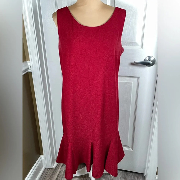 Danny & Nicole women's red 2pc dress buttonup jacket & skirt suit size 14 - Picture 13 of 14